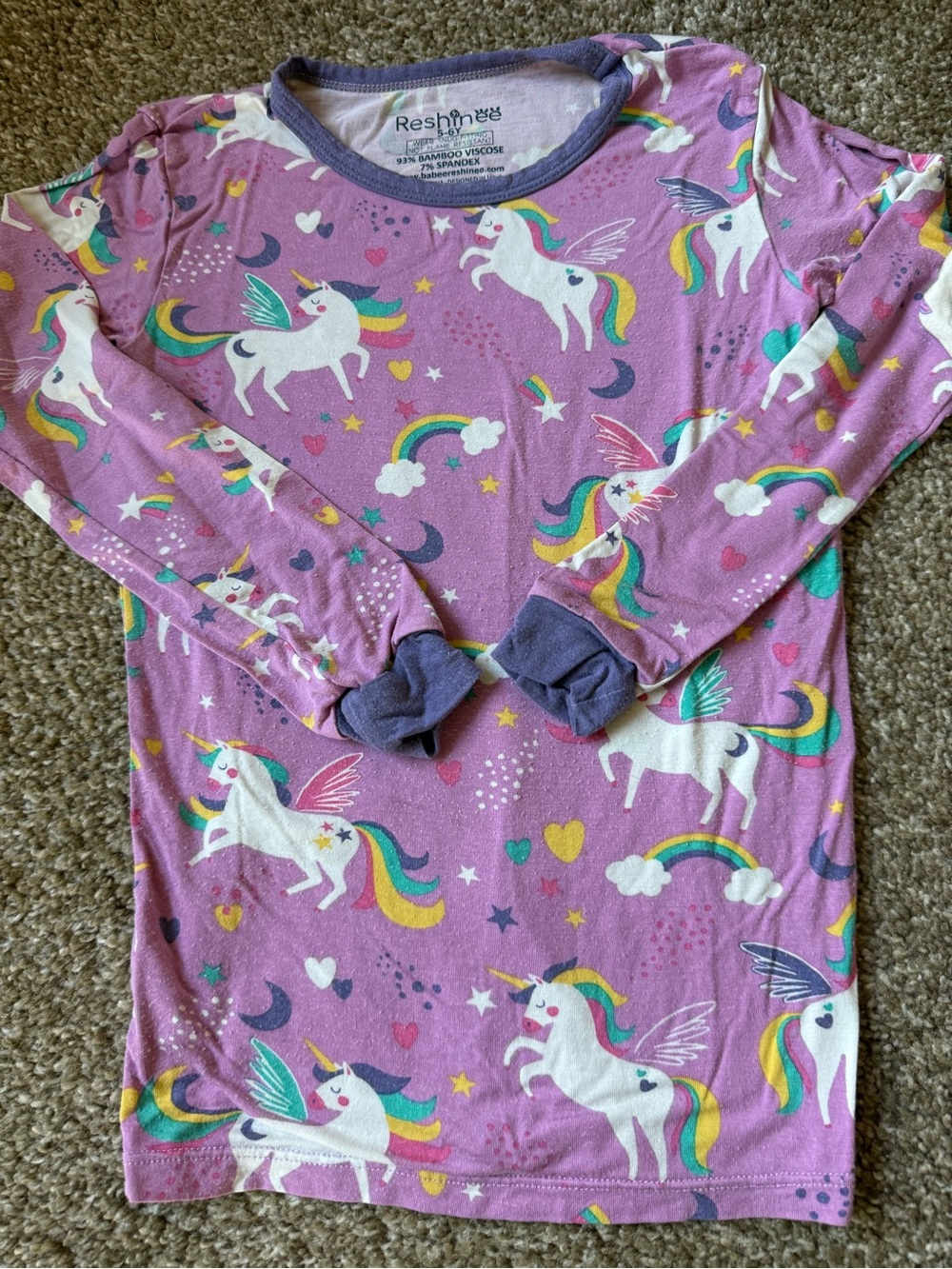 Set of 2 Unicorn Bamboo Viscose Pajamas (5-6y) - Picture 3 of 6